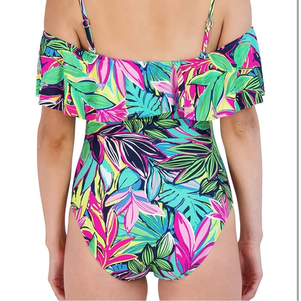 Caribbean Joe Cape Coral Multi Women's Off The Shoulder One Piece Swimsuit 10 - Picture 4 of 14